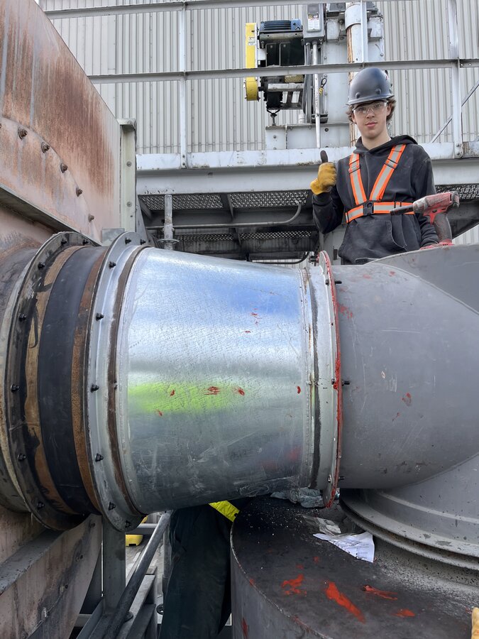 Wild Horse crew member on industrial pipe work